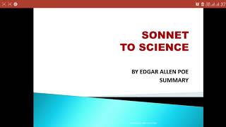 SONNET TO SCIENCE BY EDGAR ALLEN POE SUMMARY