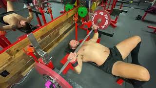 176 Pounds Feet up Bench 8 reps 8RPE