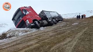 Truck stuck in mud and snow!!! Trucks work in difficult conditions off road!