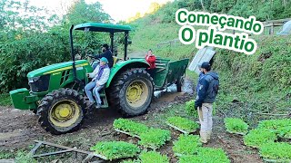 DIA DE PLANTAR FUMO/COMEÇANDO O PLANTIO/O RODRIGO LEVOU NOSSAS MUDAS COM O TRATOR 🚜/PLANTANDO FUMO