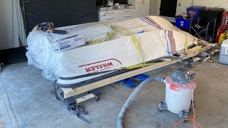 Sanding and scarfing Boston Whaler Sport 130