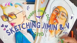 Drawing BTS: Jimin and Taehyung | ART VLOG ~ #jimin #taehyung