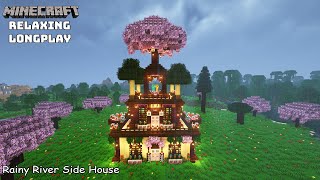 Minecraft Relaxing Longplay - Rainy River Side - Cozy Cottage House ( No Commentary ) 1.20