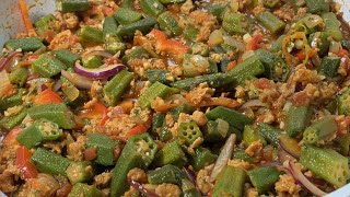 how to cook simple , easy and delicious okra | okra recipe with pomegranate sauce and soybeans