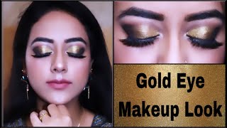 Gold Eye Makeup Look || Estée Lauder Rosy Nude Eyeshadow Pallet || Daphica