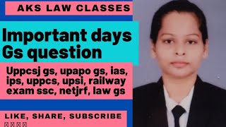 Important Days gs question #uppcsj#mcq#uppcs#upsi#upsc#ias#ips#law#gkquiz#gk #sscchsl_By Sony Verma