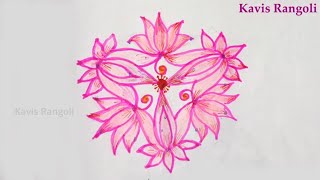 Beautiful Easy Lotus Rangoli | Thamarai Kolam | Latest Flower Muggulu Designs