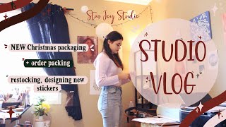 Artist Diaries - Christmas Packaging, Order Packing, Restocking - Relaxing Sticker Shop Studio Vlog