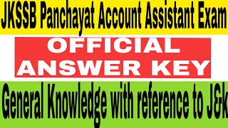 ANSWER KEY General Knowledge with reference to J&k|Jkssb panchayat Account Assistant |Mission Jkssb🔥