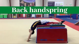 【Gymnastics】How to learn The hardest part of Back handspring : Jump to Handstand