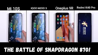 Which is The Fastest Snapdragon 870 | Mi 10s Vs IQOO Neo 5 Vs Oneplus 9R Vs Redmi K40 Pro Speed Test