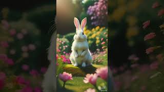 Bunny in happy, dreamy garden (AI Art)