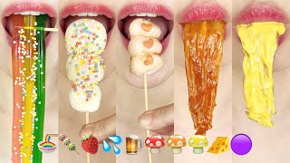 asmr RAINBOW EMOJI FOOD ENOKI MUSHROOM 무지개 이모지 먹방 팽이버섯 eating sounds