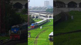 Mohanagar Provati Express train leaving Dhaka Railway Station