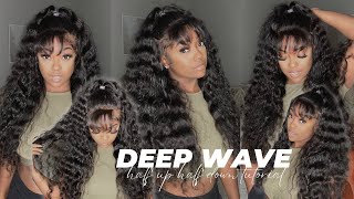 Something new ✨Half up Half down with BANGS Tutorial using a Deep wave Wig ft. Arabella hair