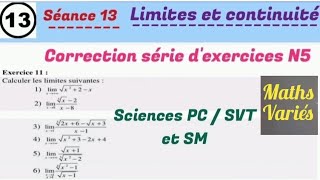 Limites et continuité. séance 13. Série d'exercices N5. 2 Bac sciences.