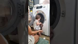 When a 10 month old is helping with the laundry 😍 #shorts #10monthold #cutebabygirl