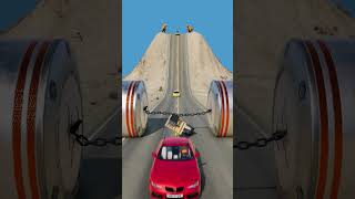 Cars & Speed Bus vs Chained Bollards Crash - BeamNG Drive  #beamngdrive