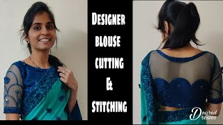 Designer blouse cutting & stitching Full tutorial/Boat neck blouse/Trendy blouse design Fulltutorial