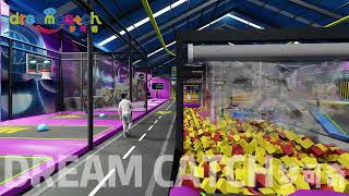 Trampoline Park Warrior Courses 3D Animation Video