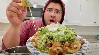 Loaded Chicken Nachos Mukbang + Recipe