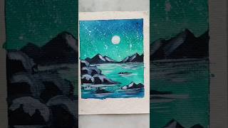 easy watercolor mini night sky painting #youtubeshorts