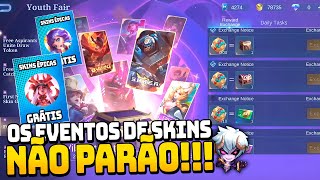 𝗔𝗜𝗡𝗗𝗔 𝗡𝗔̃𝗢 𝗔𝗖𝗔𝗕𝗢𝗨! PEGUE MAIS 3 SKINS ÉPICAS GRATUITAS! MOBILE LEGE