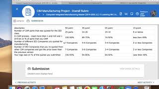 CIM Manufacturing Project   Rubric