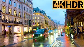 West End London | Heavy Rain Walk at Golden Hour ☔️ - October 2023 [4K]