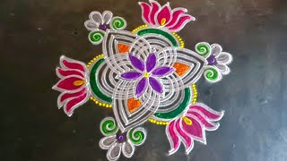 Aayudha pooja 2024 special 5*3 beautiful lotuskolam/diwali2024traditionalrangoli/gokulramya kolangal