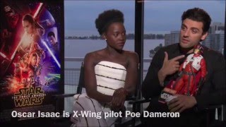 Oscar Isaac and Lupita Nyong'o talk Star Wars The Force Awakens and Latino children. Interview