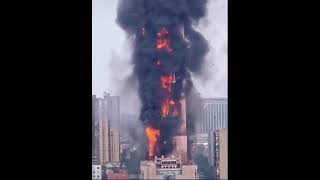 Huge fire engulfs skyscraper in China | News Today #shorts