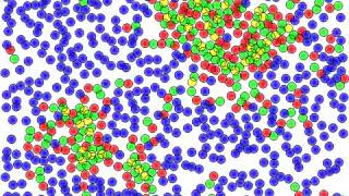 Interacting particles - an attempt to simulate lipid bilayer