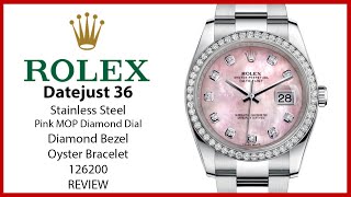 ▶ Rolex Datejust 36 Stainless Steel Pink MOP Diamond Dial and Bezel Oyster Bracelet 126200 - REVIEW