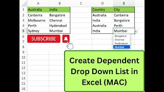 How to create Dependent Drop Down List in Excel (MAC)