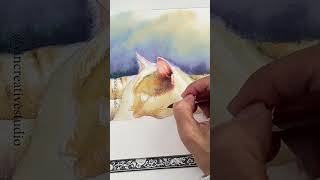 Painting Tutorial is in my channel! #watercolor #painting #tutorial #cat