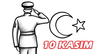 10 Kasım Atatürk'ü Anma Günü Resmi Çizimi || 10 Kasım Çizimleri - 10 Kasım Resmi Nasıl Çizilir