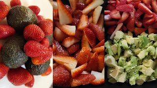 #ASMR REAL CUTTING AND #SATISFYING SLICING OF REAL FRESH STRAWBERRIES 🍓🍓🍓 and AVOCADOS 🥑 🥑🥑