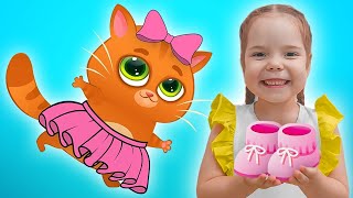 Nastya and Bubbu my Virtual Pet | Nastya plays with Bubu the kitten and dances