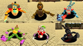 DESTROY ALL My new GLAMROCK ANIMATRONICS VS BIG HOLE In Garry's Mod! Five Nights at Freddy's