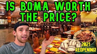 DINNER DINING REVIEW AT BOMA ANIMAL KINGDOM LODGE | DISNEY WORLD BUFFET REOPENING 2021 | WHAT'S NEW?