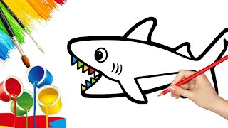 Baby shark drawing for kids | How to draw Baby shark easy | Mommy shark drawing for toddlers