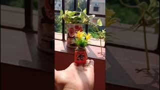 Mini Flower Vase Making With Empty Acrylic paint Bottle #wastematerialcraft #diyflowervase