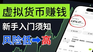 【新手虚拟币赚钱】欧易怎么赚钱的4种方法：风险从低➡️高，简单赚币/链上赚币/鲨鱼鳍赚币/定投/网格交易低买高卖/马丁格尔/选币方法/数据网站/经济模型