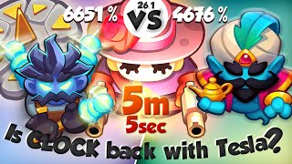 Is DEADLY CLOCK back with TESLA + Gunslinger? 5 min 5 sec | PVP Rush Royale