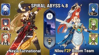 C0 Navia Furinational | C0 Nilou Collei F2P Bloom Team | Spiral Abyss 4.8 Floor 12 | Genshin Impact