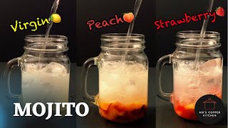 How to make mojito at home | virgin 🍋 peach 🍑 strawberry 🍓 mojito | virgin mojito mocktail 🍹