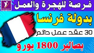 فرصة للهجرة والعمل بدولة فرنسا 💲براتب 1800 يورو شهريا 📢 تسجل الان