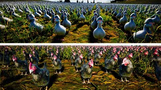 100000x RANGED CHICKENS vs 500000x BATTLE DUCKS | Ultimate Epic Battle Simulator 2