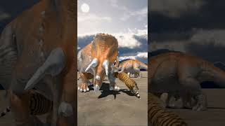 The Epic Encounter Tigers Clash with Triceratops